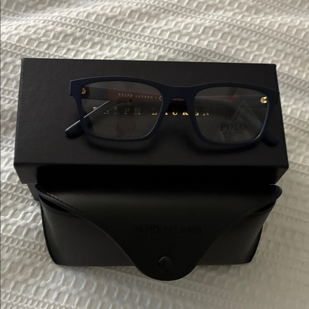 Ralph Lauren Men's Matte Navy Rectangular Optical Glasses